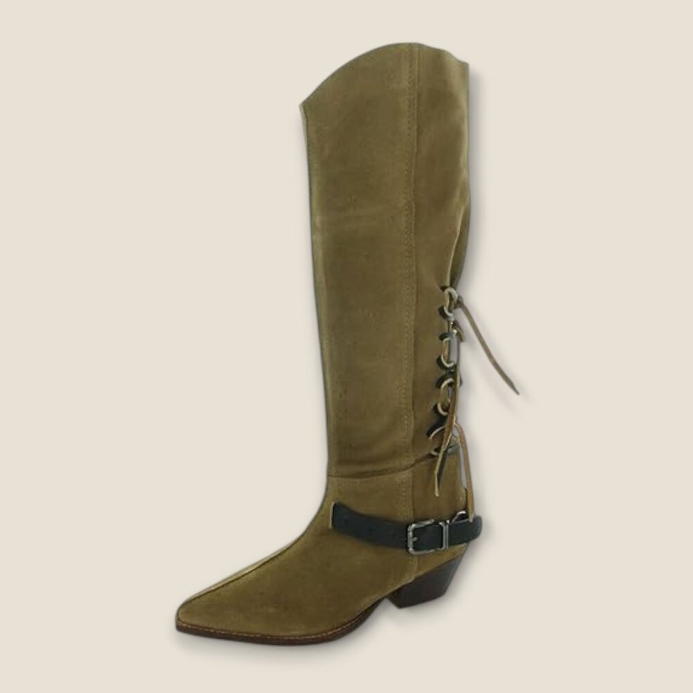 NIB Free People TAUPE Lace Sway Low Slouchy Boot - Picture 3 of 14